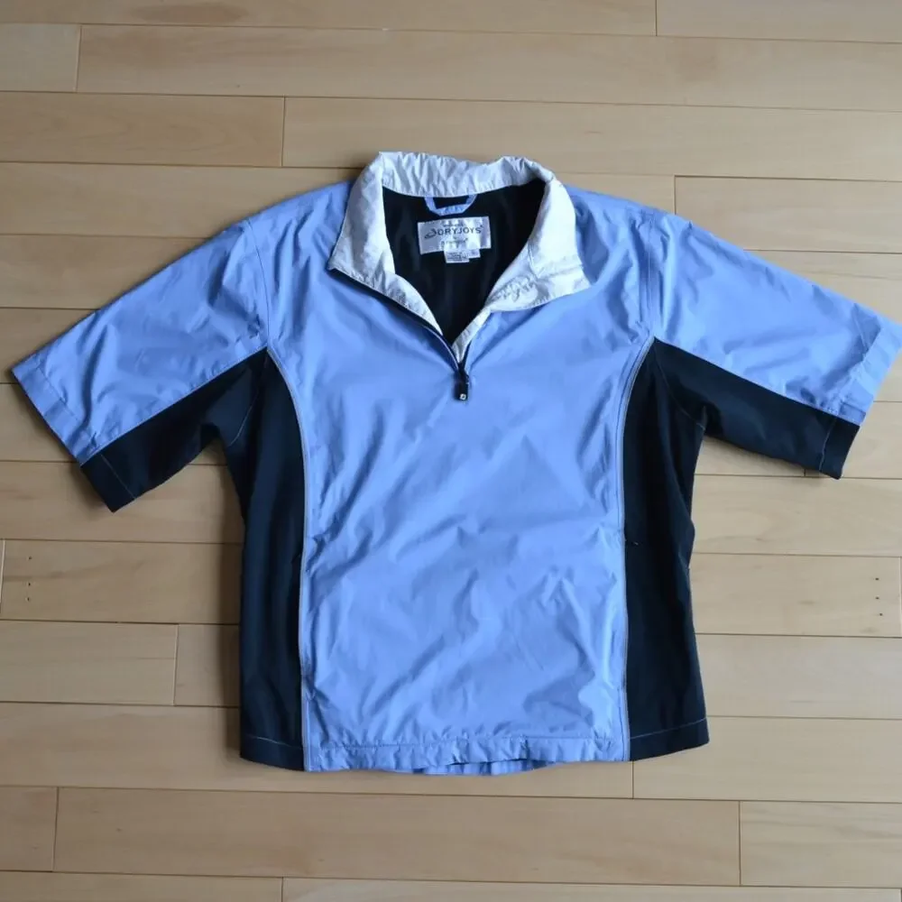 FootJoy DryJoys Short Sleeve Pullover Windbreaker Rain Jacket Size Small Blue